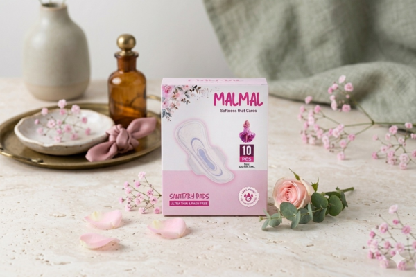 New 6 Malmal Ultra-Thin, Soft, Leak-Proof & Rash-Free Sanitary Pads with Wings | XXL (320 mm) | 10 Pcs